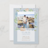 Soft Blue Waterverf Sketting Floral Save The Date (Voorkant)