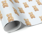 Soft Blue Waterverf Teddy Bear Boy Baby shower Cadeaupapier (Rol Hoek)
