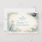 Soft Blue White Coat Dentist Graduation RSVP Kaartje (Voorkant)