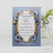 Soft Blue, White Flowers & Gold lijst decor Kaart (Staand voorkant)