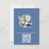 Soft Blue, White Flowers & Gold lijst decor RSVP Kaartje (Achterkant)