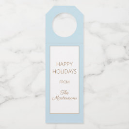 Soft Blue White Prettige feestdagen kerstfeest Flessenhanger