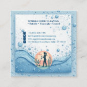 Soft Blue White Professional Sparkle Cleaning Chic Vierkante Visitekaartje (Voorkant)