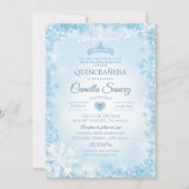 Soft Blue & White Snowflake Winter Quince Invite12 Kaart (Voorkant)