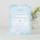 Soft Blue & White Snowflake Winter Quince Invite12 Kaart (Staand voorkant)