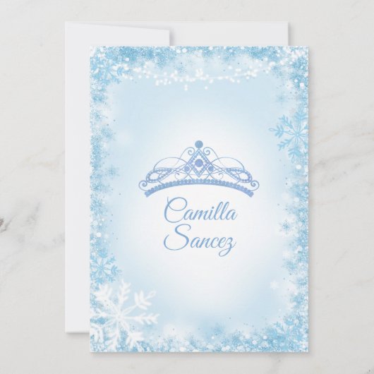 Soft Blue & White Snowflake Winter Quince Invite12 Kaart (Achterkant)