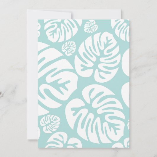 Soft Blue White Tropical Leaves 25th Jubileum Kaart (Achterkant)