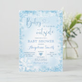 Soft Blue White Winter Baby shower Invite12 Kaart (Staand voorkant)
