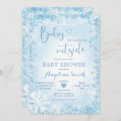 Soft Blue White Winter Baby shower Invite12 Kaart (Voorkant / Achterkant)
