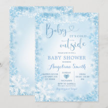 Soft Blue White Winter Baby shower Invite12