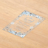 Soft Blue Winter Floral Christmas Sweet Sixteen Acryl Uitnodigingen (Laagn)