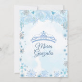 Soft Blue Winter Princess Quinceanera Uitnodiging (Achterkant)