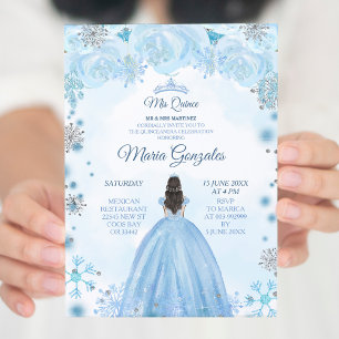 Soft Blue Winter Princess Quinceanera Uitnodiging