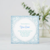 Soft Blues en White Plumes Invitation Kaart (Staand voorkant)