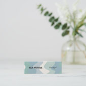 Soft Blues Handmade Wavy Stripes w Social Icons Mini Visitekaartje (Staand voorkant)
