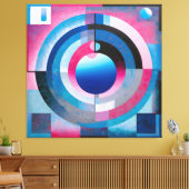 Soft Blues & Pinks: Retro Abstracte geometrie char Canvas Afdruk (Insitu (Woonkamer))