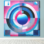 Soft Blues & Pinks: Retro Abstracte geometrie char Canvas Afdruk (Insitu (Houten vloer))