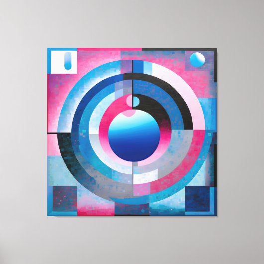 Soft Blues & Pinks: Retro Abstracte geometrie char Canvas Afdruk (Voorkant)
