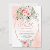 Soft Blush and Gold Botanical Bridal Shower Invite Kaart (Voorkant)