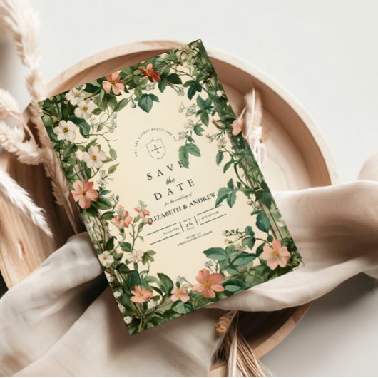 Soft Blush Bloemen Art Nouveau Huwelijk Save The Date