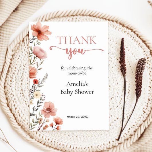 Soft Blush Bloemen Baby in Bloom Bedankkaart