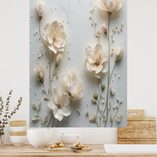 Soft Blush Bloemen Boeket Wall Art Poster - Elegan (Keuken)