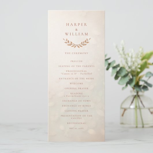 Soft Blush bloemen huwelijksceremonie programma (Staand voorkant)