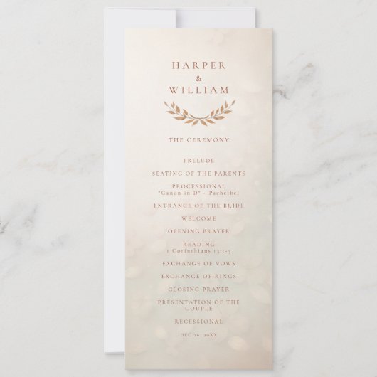 Soft Blush bloemen huwelijksceremonie programma (Voorkant)