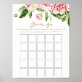 Soft Blush Bloemen Pioen Waterverf Bingo spel Poster (Voorkant)