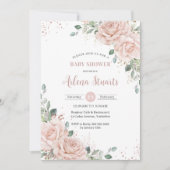 Soft Blush Bloemen Roos Goud Baby shower QR Code Kaart (Voorkant)
