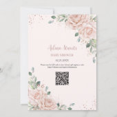 Soft Blush Bloemen Roos Goud Baby shower QR Code Kaart (Achterkant)