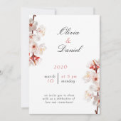 Soft Blush Blossom Wedding Invitation Kaart (Voorkant)
