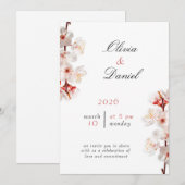 Soft Blush Blossom Wedding Invitation Kaart (Voorkant / Achterkant)