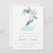SOFT BLUSH BLUE FLORAL 2E JAAR JUBILEUM KAART (Voorkant)
