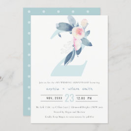SOFT BLUSH BLUE FLORAL 2E JAAR JUBILEUM KAART
