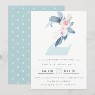 SOFT BLUSH BLUE FLORAL 2E JAAR JUBILEUM KAART