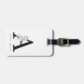 SOFT BLUSH BLUE FLORAL ALPHABETS NAME BRIEF A BAGAGELABEL (Voorkant horizontaal)