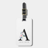 SOFT BLUSH BLUE FLORAL ALPHABETS NAME BRIEF A BAGAGELABEL (Voorkant verticaal)