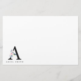 SOFT BLUSH BLUE FLORAL ALPHABETS NAME BRIEF A BRIEFPAPIER