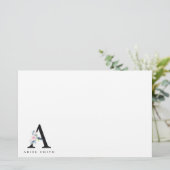 SOFT BLUSH BLUE FLORAL ALPHABETS NAME BRIEF A BRIEFPAPIER (Staand voorkant)