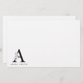 SOFT BLUSH BLUE FLORAL ALPHABETS NAME BRIEF A BRIEFPAPIER (Voorkant / Achterkant)