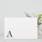 SOFT BLUSH BLUE FLORAL ALPHABETS NAME BRIEF A BRIEFPAPIER (Staand voorkant)