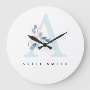 SOFT BLUSH BLUE FLORAL ALPHABETS NAME BRIEF A GROTE KLOK