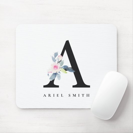 SOFT BLUSH BLUE FLORAL ALPHABETS NAME BRIEF A MUISMAT (Met muis)