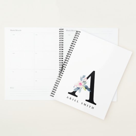 SOFT BLUSH BLUE FLORAL ALPHABETS NAME BRIEF A PLANNER (Display)