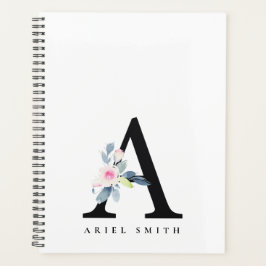 SOFT BLUSH BLUE FLORAL ALPHABETS NAME BRIEF A PLANNER