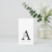 SOFT BLUSH BLUE FLORAL ALPHABETS NAME BRIEF A VISITEKAARTJE (Staand voorkant)