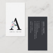 SOFT BLUSH BLUE FLORAL ALPHABETS NAME BRIEF A VISITEKAARTJE (Voorkant / Achterkant)