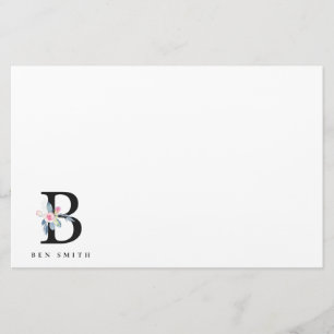 SOFT BLUSH BLUE FLORAL ALPHABETS NAME BRIEF B BRIEFPAPIER