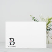 SOFT BLUSH BLUE FLORAL ALPHABETS NAME BRIEF B BRIEFPAPIER (Staand voorkant)